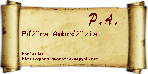 Póra Ambrózia névjegykártya